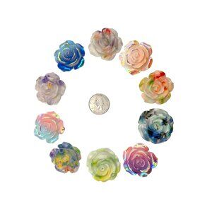 10 pcs 36-38mm Large Resin Flower Charms for DIY Crafts – 3D Flower for Jewelry